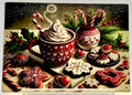 Christmas Cookie Theme Tempered Glass Cutting Board. 11" x 8"