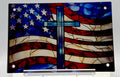 Beautiful Patriotic and Faith Theme Glass Wall Hanging.