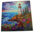 Beautiful Lighthouse and Ocean Scene Tempered Glass Cutting Board. 9"