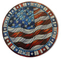 Patriotic 9" Round Tempered Glass Cutting Board.