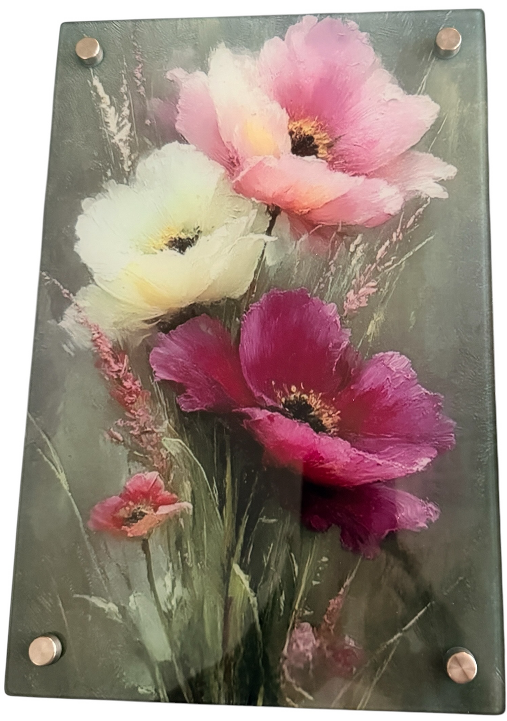 Beautiful Glass Floral Wall Mounting. 8" x 12"