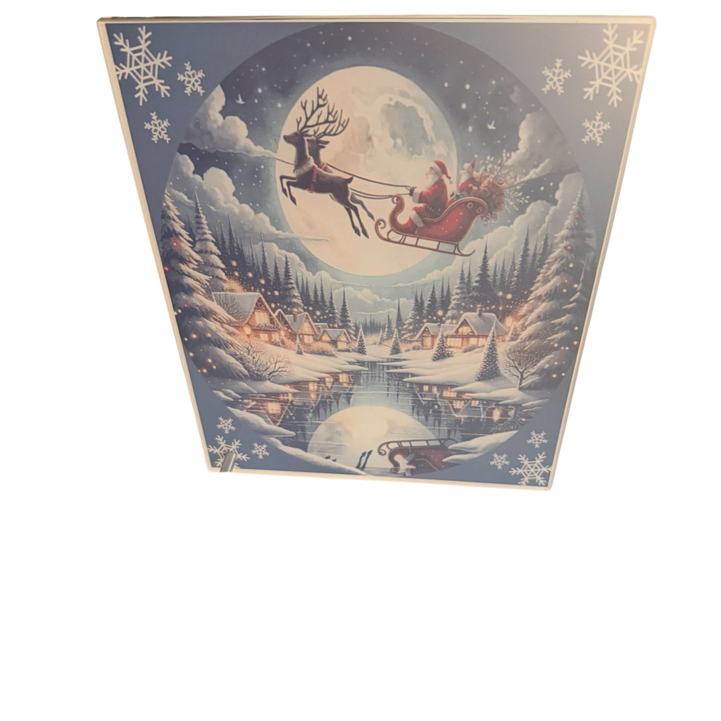 Christmas Scene on Glass and Stand.  6" x 8"