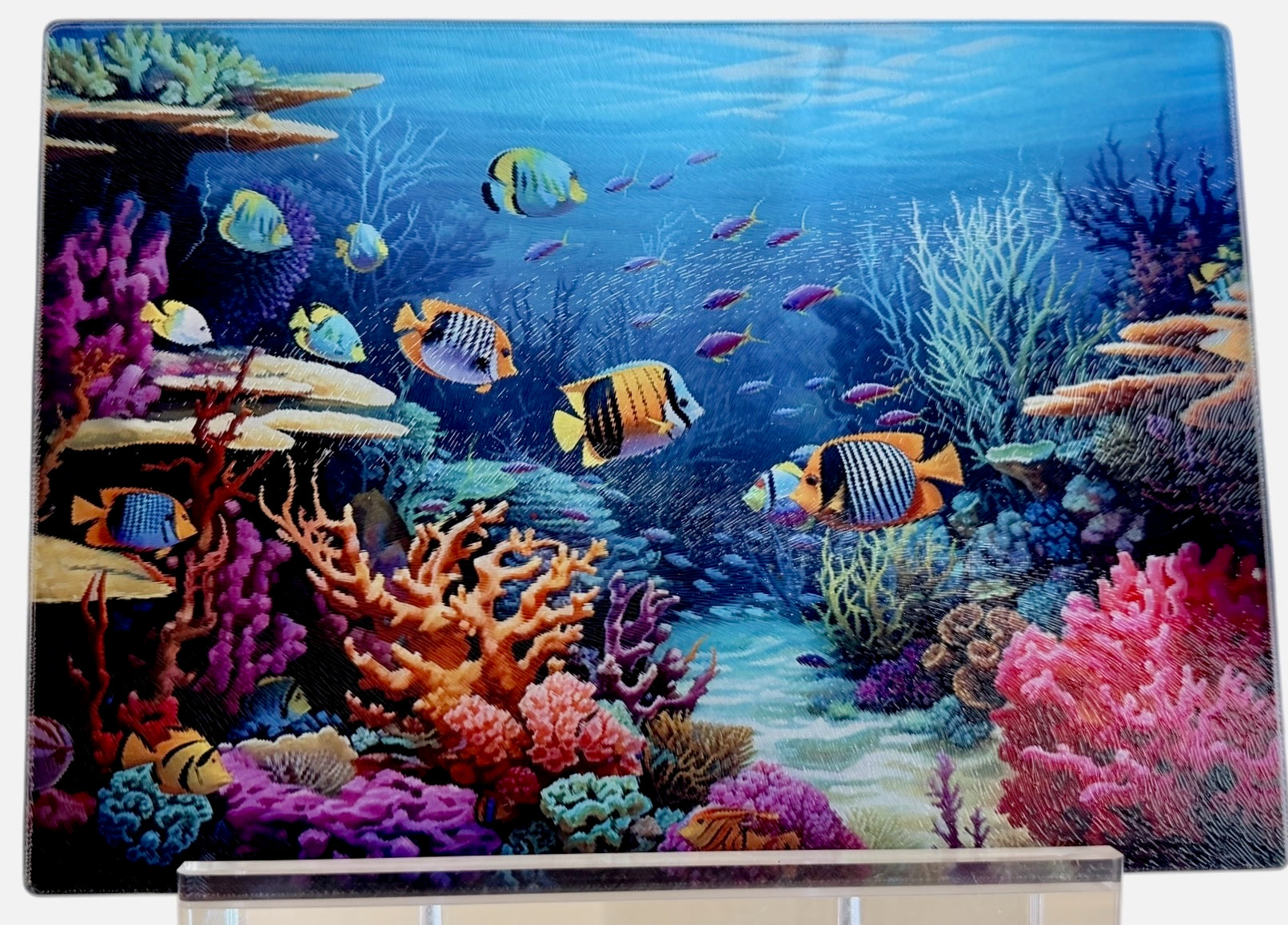 Beautiful Ocean Theme Tempered Glass Cutting Board. 11" x 8"