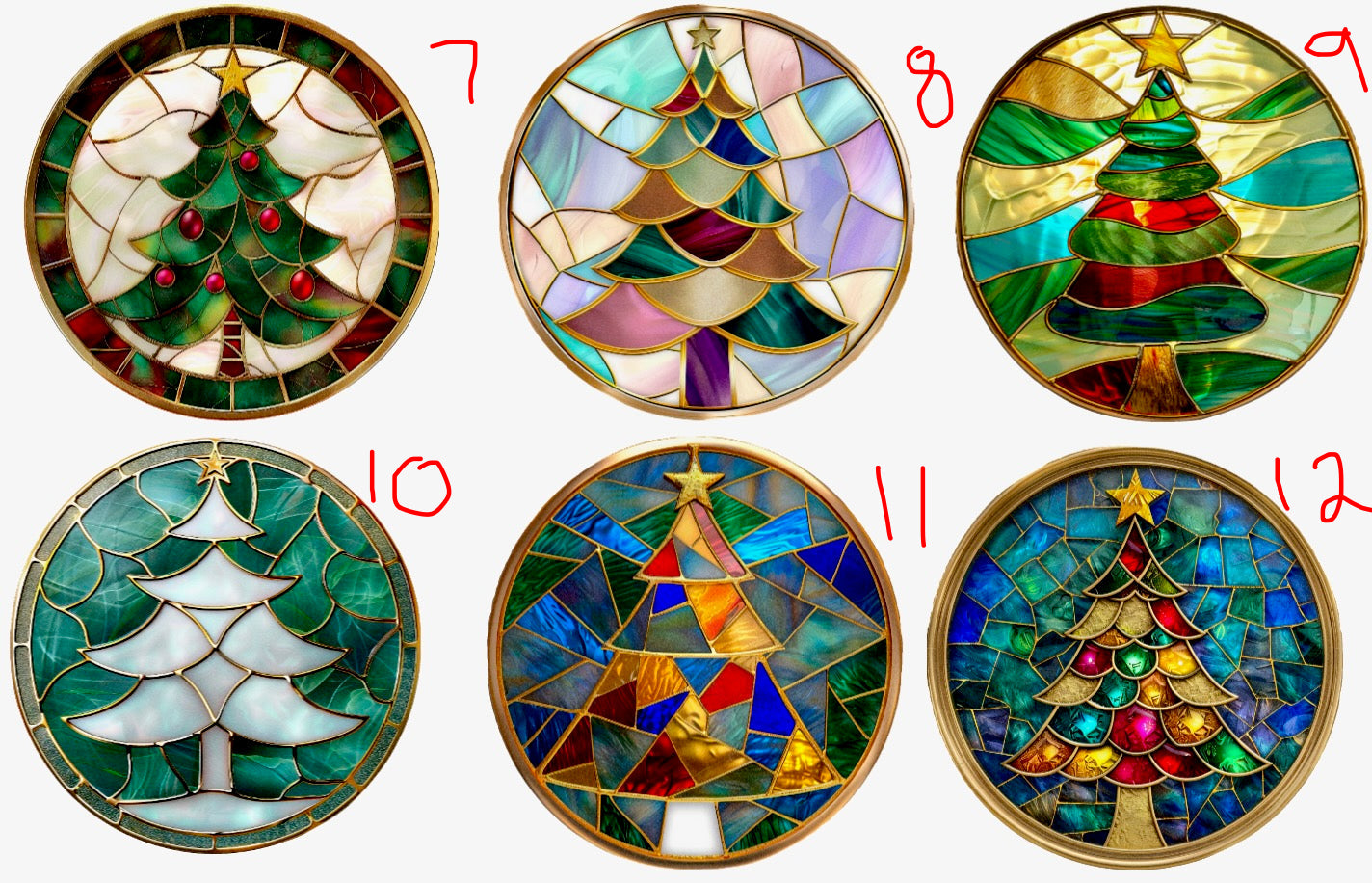 Beautiful Glass Christmas Ornaments With Red Ribbon. 3" in Size. 18 Choices.