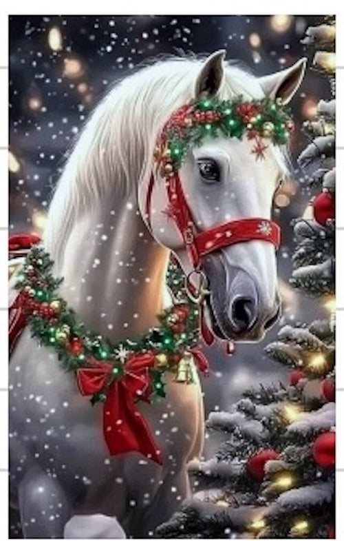 Gorgeous Glass Christmas Horse Design with Stand. 6" x 8"